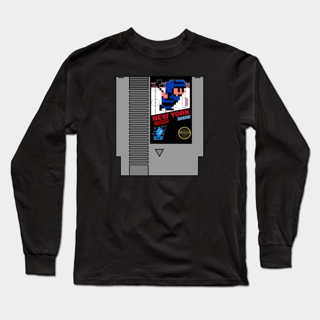 New York Hockey 8 bit cartridge design Long Sleeve T-Shirt by MulletHappens